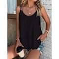 Dame vest, sommer camisole, sommermode, ærmeløs skjorte Sort M