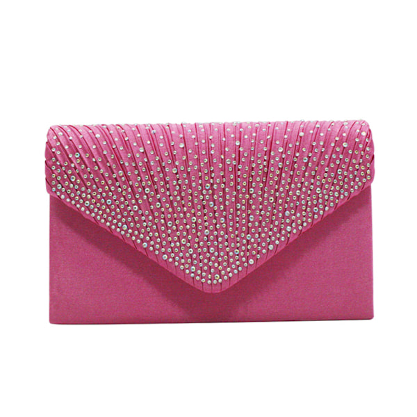 Naisten clutch-laukku, suorakulmainen, vaihto, yksivärinen käsilaukku, ruusunpunainen