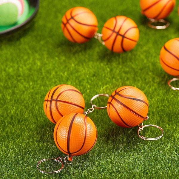 20-pack basketbollsnyckelringar för festfavoriter, basketstressboll, skolkarnevalsbelöning, sportcentrum