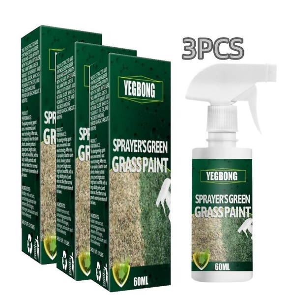 3 stk Rask grønn spray gress- og torvmaling Miljøvennlig kjæledyrvennlig grønn igjen grønn sprøyteplenfargemiddel