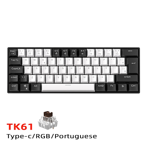 Membran Gaming Tangentbord 61 Tangenter RGB Bakgrundsbelysning Ergonomisk USB-gränssnitt Dator Tangentbord för Windows System Kontor Hem Vit Svart