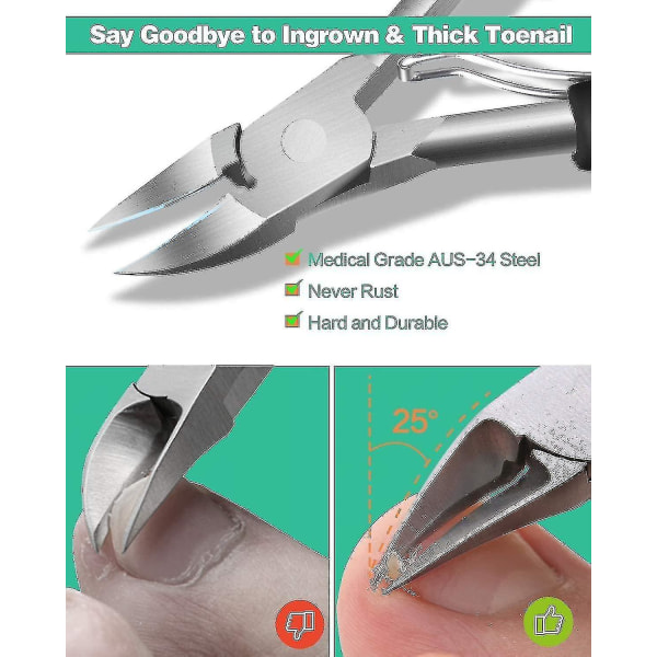 Toenail Clippers For Thick Nails And Ingrown Nails For Seniors - Stainless Steel Soft Grip Nail Clippers With Nail File