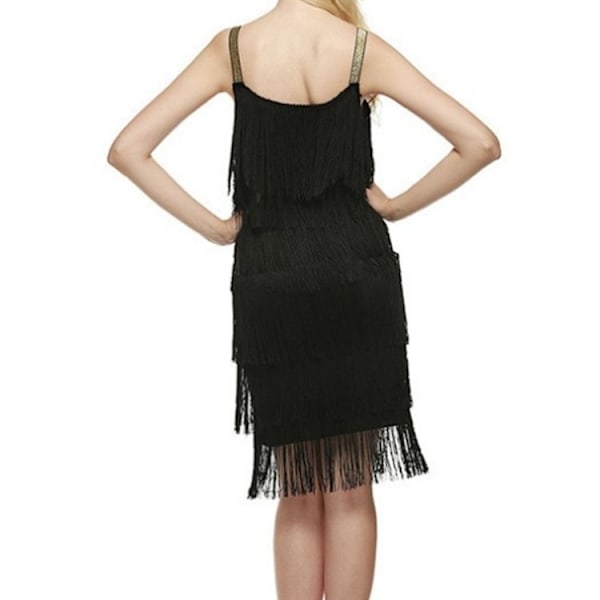 Great Gatsby Klänning 1920-tals Party Vintage Fransar Damklänning Svart XXXL