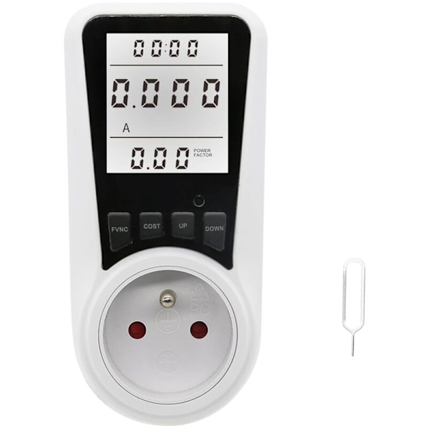 Plug-in Baggrundsbelyst LCD Strømmåler 7 Tilstande Energimonitor