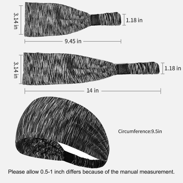 3 kpl/pakkaus Liukumattomat hengittävät kuntoilunauhat naisille ja miehille: kestävät hikinauhat joogaan, fitness, harjoitteluun, tennikseen ja juoksuun1223