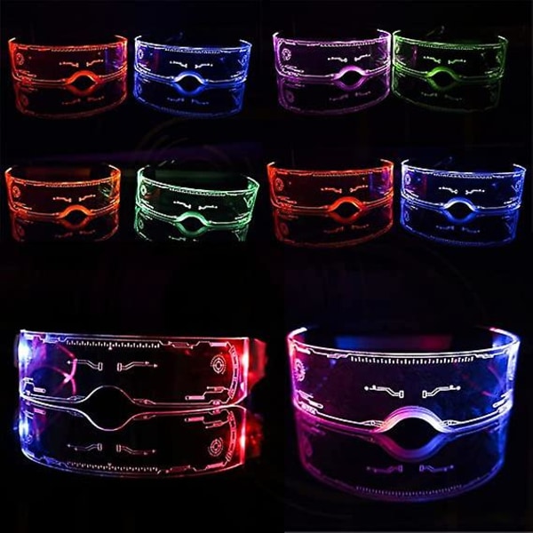 Cyberpunk-briller, Led-briller, Futuristic Electronic Light Up-briller, Fargerike Light Up-briller, Fargeendringer, Samlinger, Bar, Fest