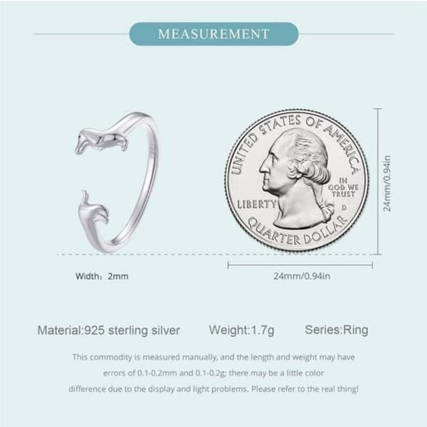 925 Sterling Sølv Søt Dvergdachs Ring Åpne Ringer Justerbare Dyrestabling Ringer for Kvinner 1 Stykke