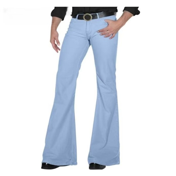 70'er herre discobukser herre klokkebukser 60'er 70'er klokkebukser vintage jeans herre jeans A009-Sky Blue L