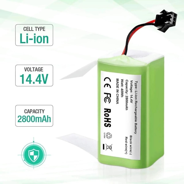 14,4v 2800mah lithium-ion-batteri kompatibelt med Ecovacs Deebot N79s, N79, Dn622, Eufy Robovac 11,11s