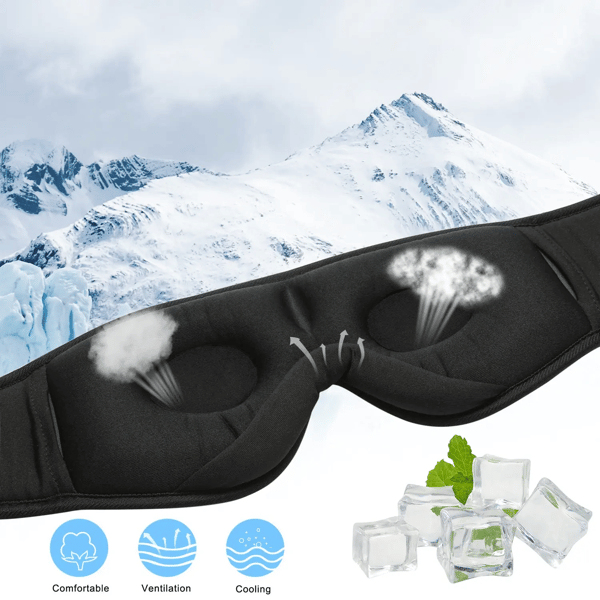 3D Memory Foam Sovmask med Bluetooth-hörlurar och timer | Lyxiga sömnhörlurar Svart