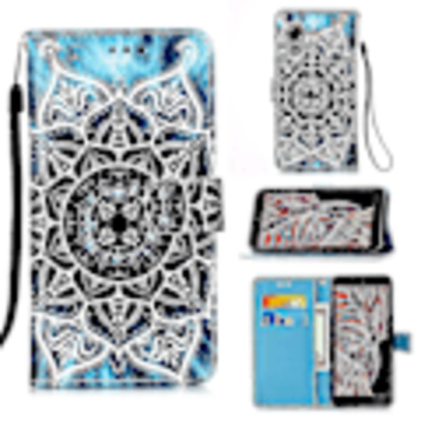 Kompatibel med Samsung Galaxy X Cover 5 Lær Flip Lommebok Etui med Kortspor Holder Mønster - Mandala