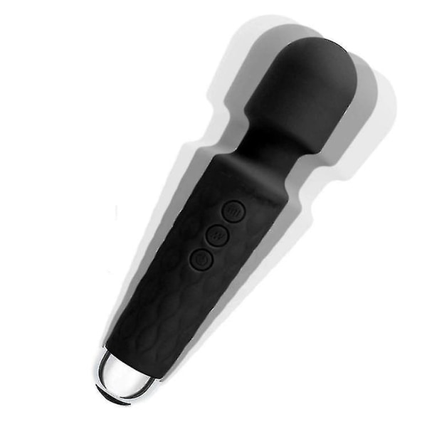 Wandmassager, sladdlös elektrisk massageapparat med 8 extremt kraftfullt hastighetsområde och 20 pulser - USB uppladdningsbar (svart)