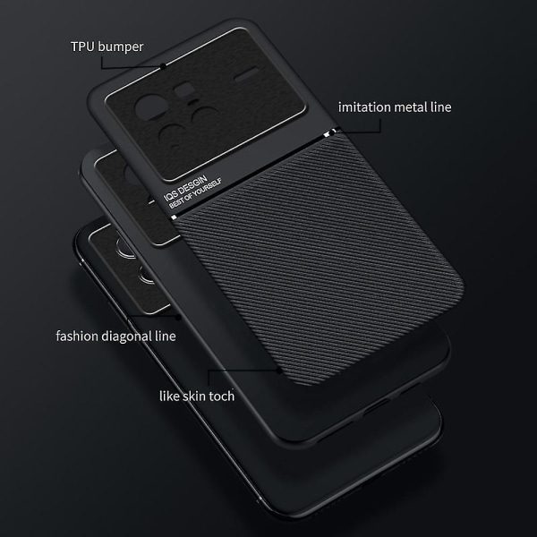För Vivo X80 Pro Precise Cutout + Timprinted Phone case med inbyggd magnetisk metallplåt
