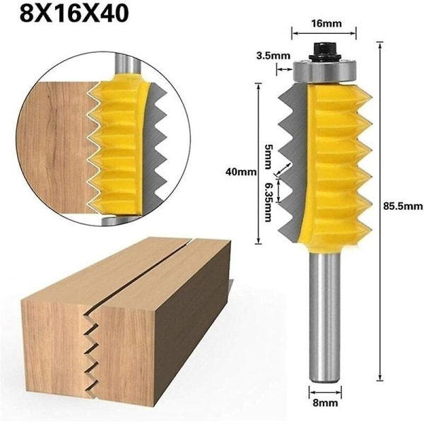8 mm:n varren korotettu paneeli "V"-teräinen sormiliitosliimajyrsintä puutangolle puutyökartiotappijyrsintäkoneelle (koko: 8X19X54)