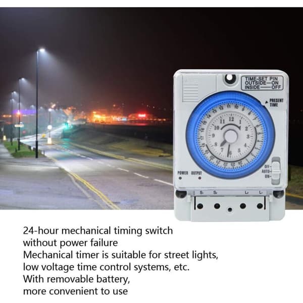 AC220V 10A Mekanisk Timerkontakt – 15 Minutter til 24 Timers Programmering – Manuel/Automatisk Styring – Til Belysning og Udstyr