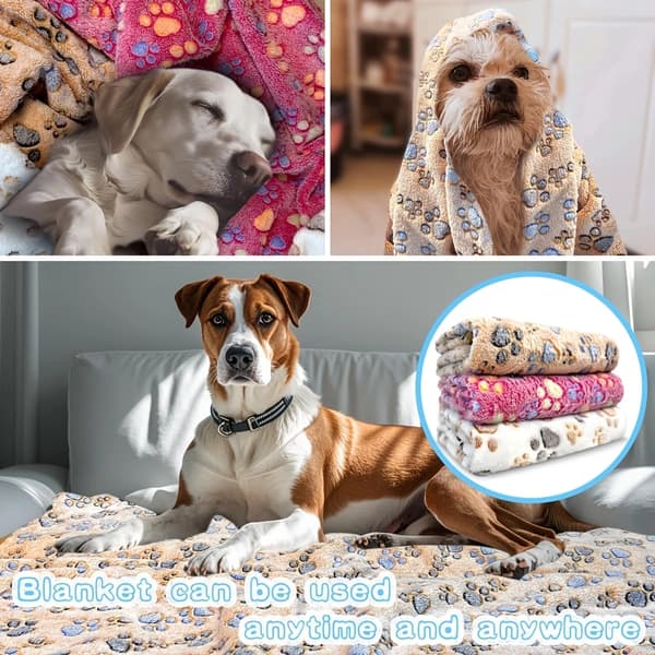 3 stk. 76×104 cm tæpper med potetryk til kæledyr, bløde flanneltæpper til hundeseng og sofa
