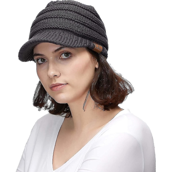 Hatsandscarf Exclusives Ribbestrikket lue for kvinner med kant (yj-131)(yj-2023)