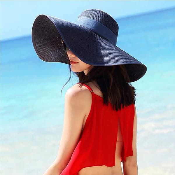 Dame Bredskygget Stråhat Foldbar Beskyttelse Strandhat Elegant Sommerhat Solhatte UPF 50+
