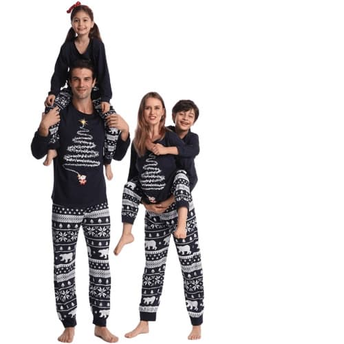 Julepyjamas til familien, matchende familie-julepyjamas Blå Barn 4T Blue Child 4T