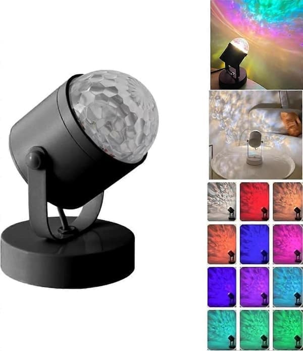 Velosphere-lampe, 3D holografiske vannbølgelamper for romantisk atmosfære Svart basic Black basic