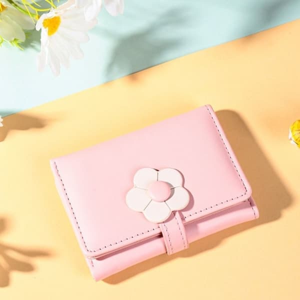 Flickor Liten Plånbok Dam Tri-fold Plånbok ROSA rosa