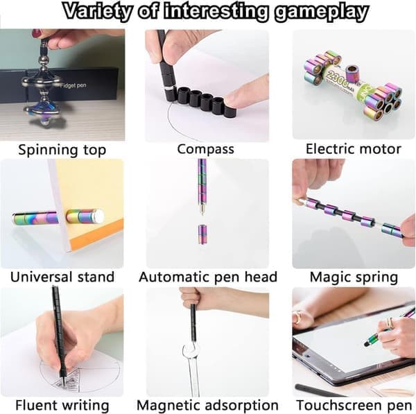 Fidget Penna, Magnetisk Penna, Magnetisk Metallpenna för Avkoppling för Tonåringar Grön Green