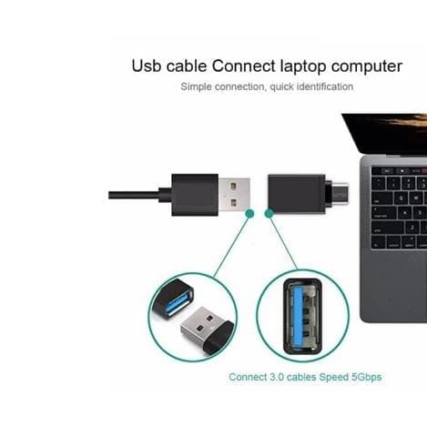 USB-C-sovitin - USB-C (uros) - USB-A (naaras) 3.0 Musta M