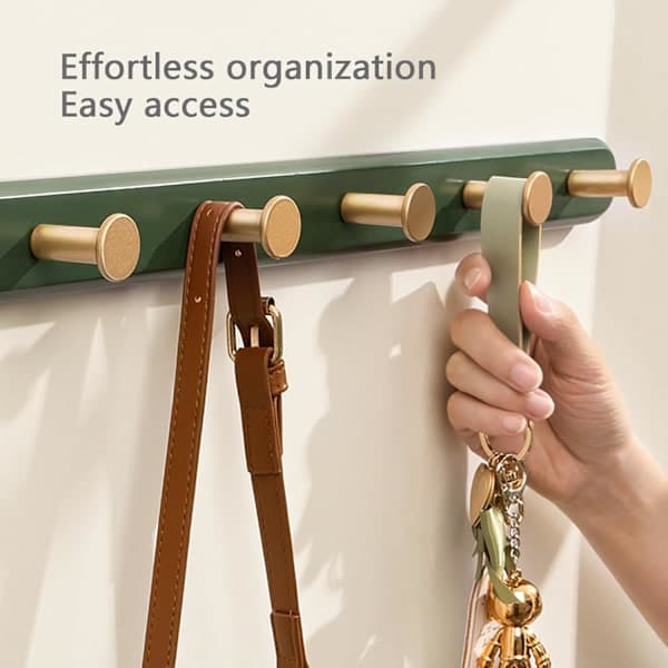Moderne Beige & Guld Vægmonteret Knagerække - 6-Krogs Minimalistisk Organizer til Entréer & Badeværelser Grå 6-Krog