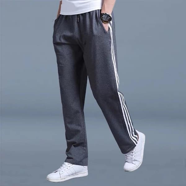 Herr joggingbyxor, lös passform, plus size, raka ben, svart (bt) Svart LL L