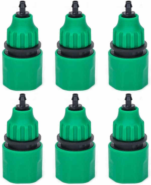 Trädgårdsslangadapter Envägskrananslutningar för bevattning, 6-pack