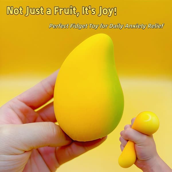Gylden Mango Squishy Legetøj, Hurtig Genopretning Simulationsfrugt Stressaflastningsbold, Blød Sensorisk Angstlindrende Fidget gul yellow