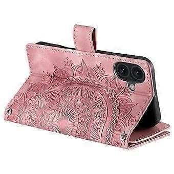 Style 006 Fodral för iPhone 16 Plus Mandala Blomstermönster PU Läder Dragkedja Plånboksfodral Stil E Style C