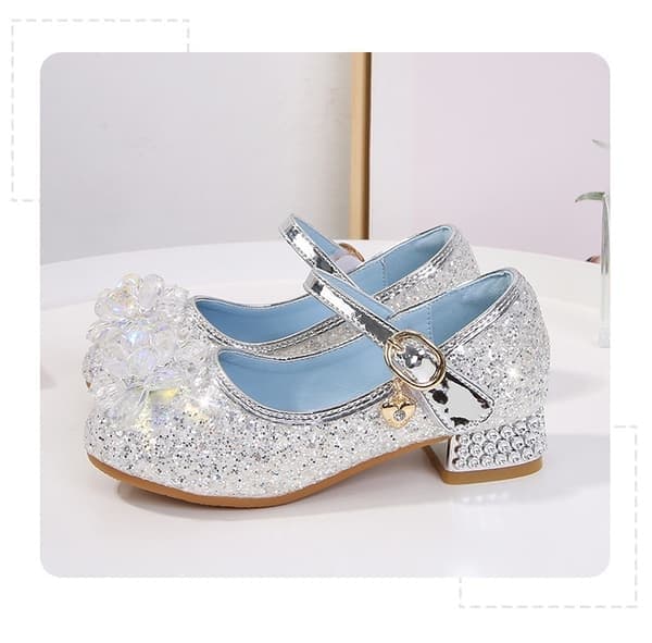 Barnesko, skinnsko, høye hæler til jenter, babysko med krystaller - Sølv, størrelse 36 Sølv størrelse 36 Silver Size 33