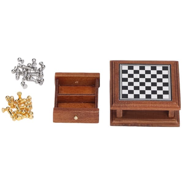 Miniatyr schackset 1:12 Dockhus Utsökt Mini Schackset Heminredningspresent