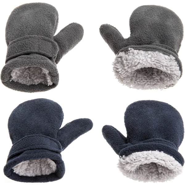 Grå, blå, M (1-2 år) 13x6 cm Vinterhansker til baby, fôret