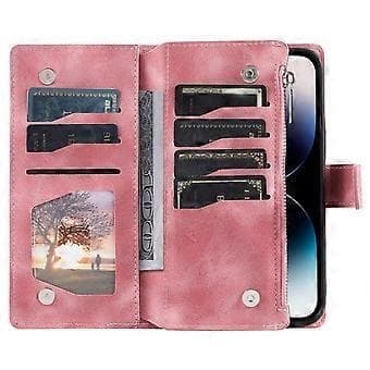 Style 006 Fodral för iPhone 16 Plus Mandala Blomstermönster PU Läder Dragkedja Plånboksfodral Stil E Style C