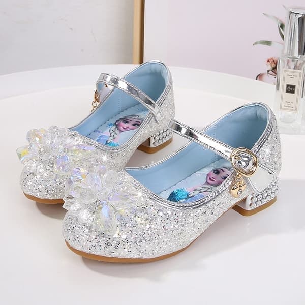Barnesko, skinnsko, høye hæler til jenter, babysko med krystaller - Sølv, Størrelse 33 Sølv Størrelse 33 Silver Size 32
