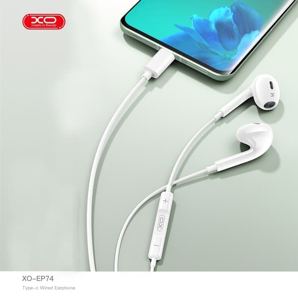 För iPhone 17/16/15 Kompatibla USB-C In-Ear Hörlurar med Mikrofon EarPods Vit
