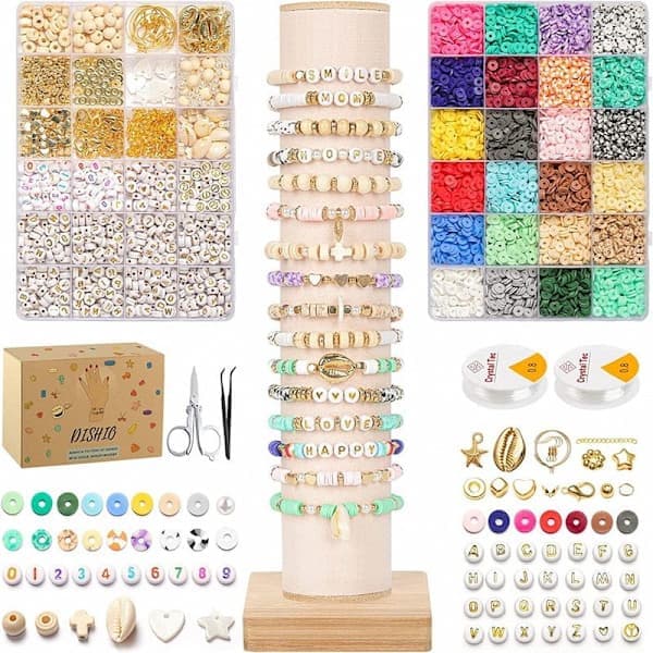 Lerpärlor / Heishi Pärlor Bohemian Kit - KREA DIY Smyckeskit med Olika Pärlor - 6000 st