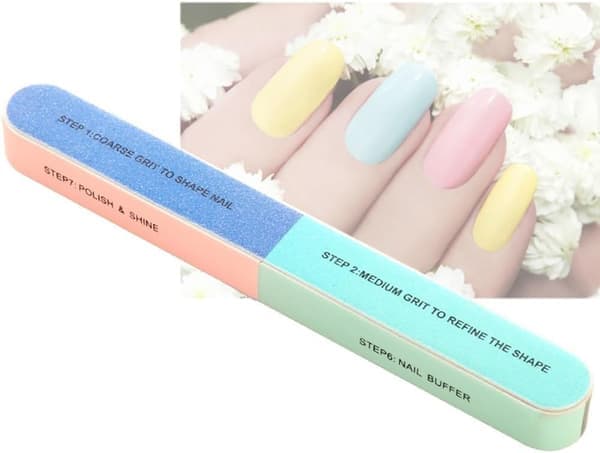 6 stk. professionelle alt-i-én fil- og bufferbrætter til manicure og pedicure samt neglebufferfil til neglepleje, tilfældig farve