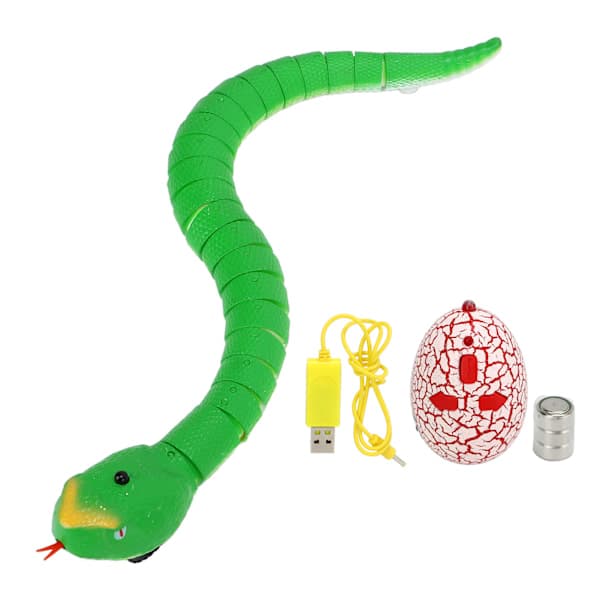 Fjärrkontroll Orm USB-laddning Ultrarealistisk Infraröd Kontroll med Infällbar Ormtunga RC Djurleksak för Över Grön