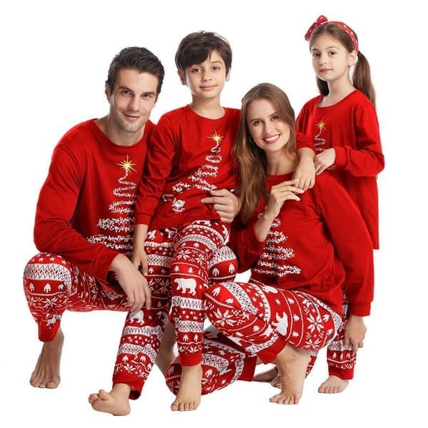 Julepyjamas til familien, matchende julepyjamas til familien Rød Spædbarn 3M Red Infant 3M