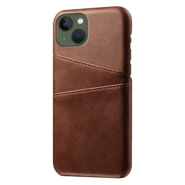 Kortholder iPhone 15 deksel mobildeksel utskjæring for lader hodetelefoner - Mørkebrun iPhone 15 brun iPhone 15 brown