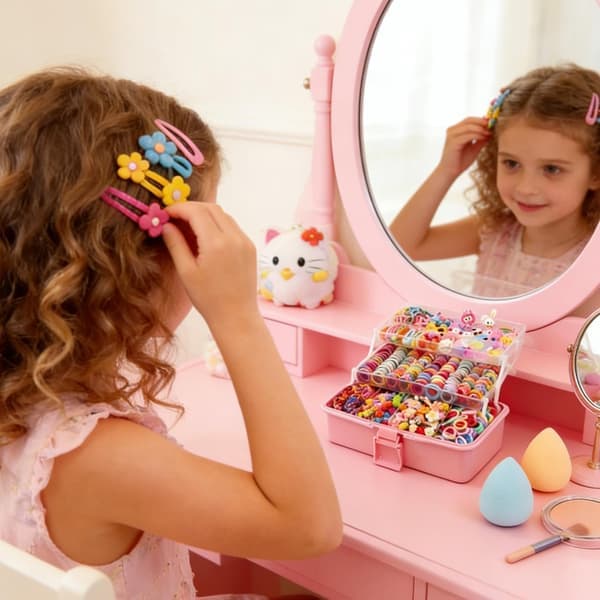 618 dele hårtilbehør gavesæt til børn piger, mode hårstyling sæt med søde klips, spænder, kvaster, scrunchies til fødselsdag, ferie,