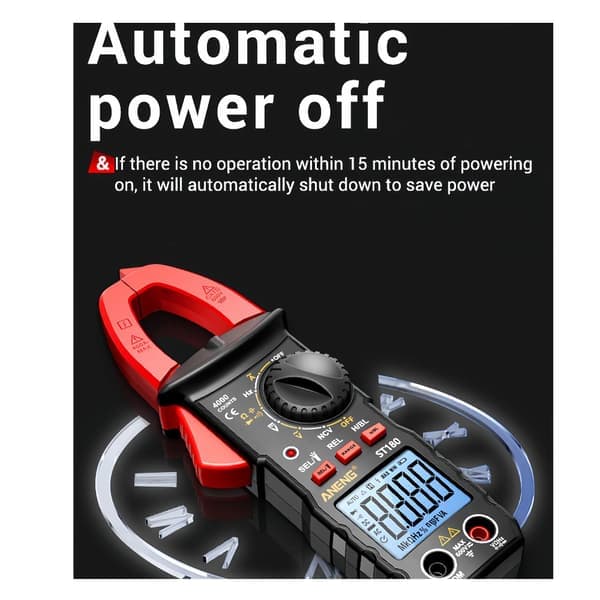 Digital Tangamperemeter Multimeter Tester Måler AC Strøm Spænding Kapacitans Modstand Diode Tænd/Sluk Frekvens Baggrundsbelysning Ingeniørværktøj Sort Black