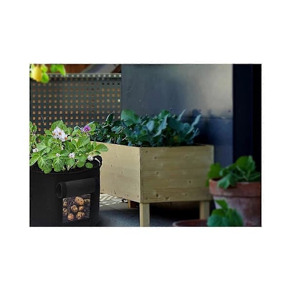 5-pack 10 Gallon Potatisodlingspåsar, Kraftiga Potatispåsar för Potatisodling, Tygpotatisodlingspåsar med Lock