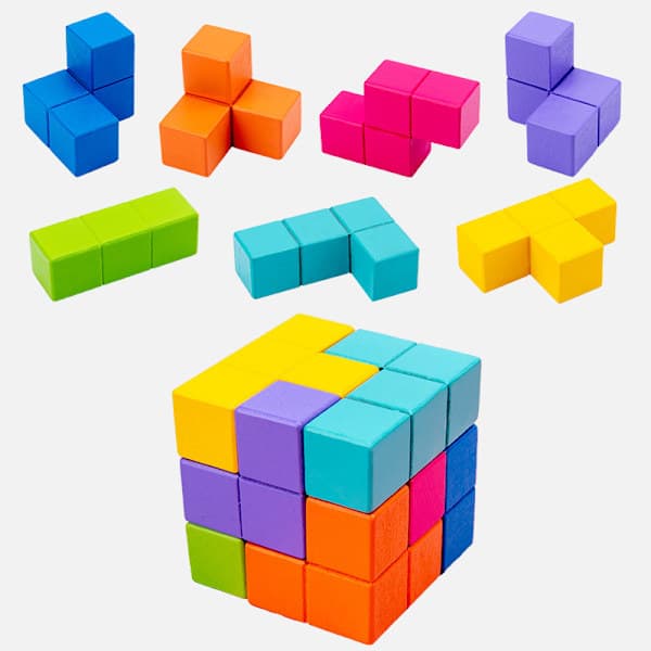 Geometrisk kub stabelbart legetøj, træ Rubiks terning-kompatibel til børn