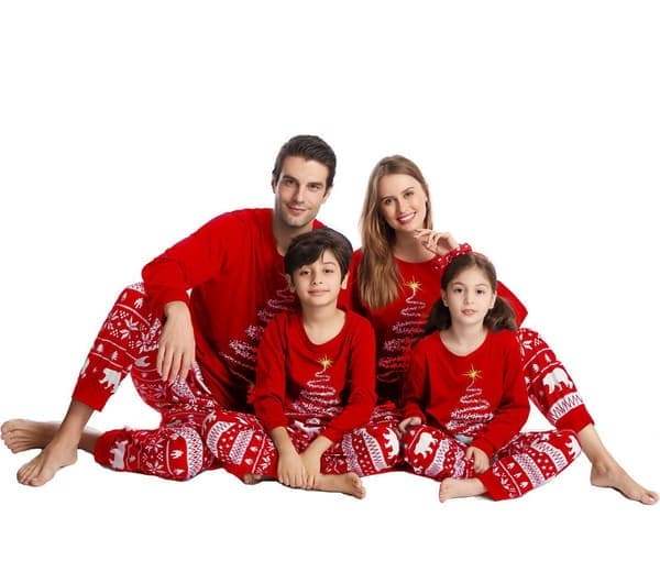 Julepyjamas til familien, matchende julepyjamas til familien Rød Spædbarn 3M Red Infant 3M
