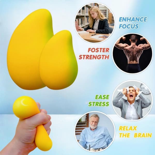 Gylden Mango Squishy Legetøj, Hurtig Genopretning Simulationsfrugt Stressaflastningsbold, Blød Sensorisk Angstlindrende Fidget gul yellow