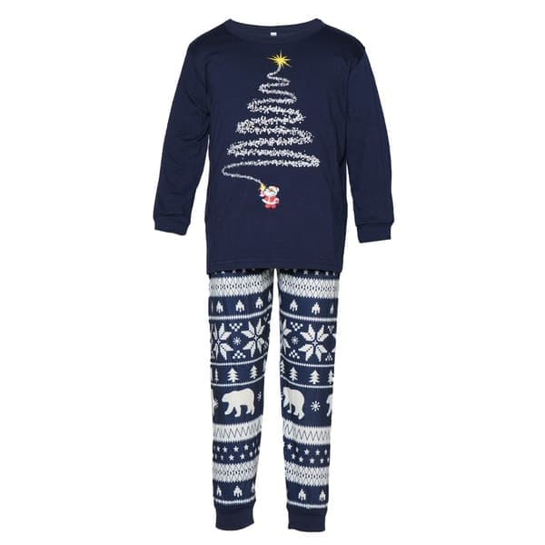 Julepyjamas til familien, matchende familie-julepyjamas Blå Barn 2T Blue Child 2T
